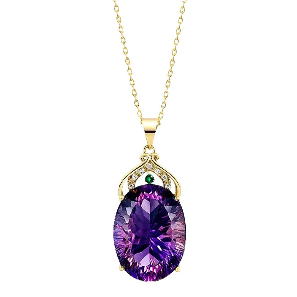 Hot Sale Women'S Fashion Luxury Amethyst Pendant Necklace Ametrine Gemstone Necklace