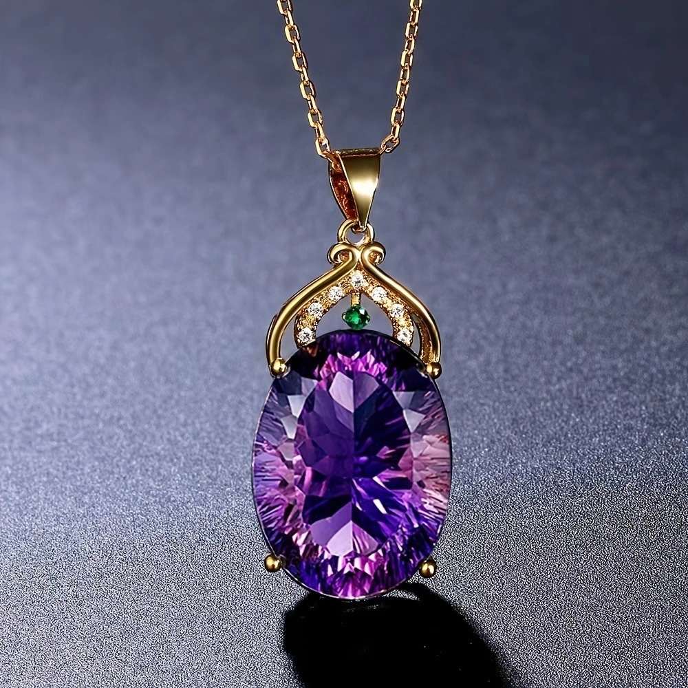 Hot Sale Women'S Fashion Luxury Amethyst Pendant Necklace Ametrine Gemstone Necklace