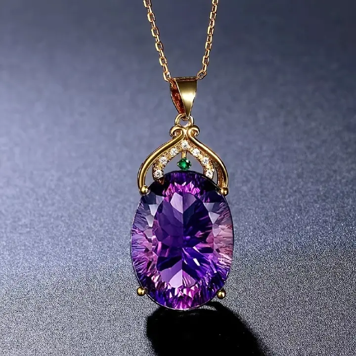 Hot Sale Women'S Fashion Luxury Amethyst Pendant Necklace Ametrine Gemstone Necklace