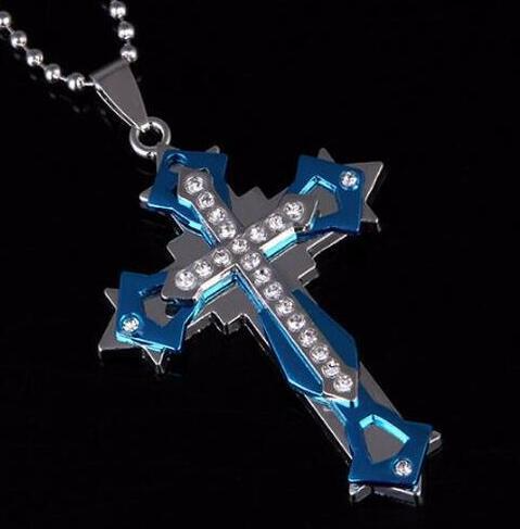 Titanium Steel Diamond Cross Necklace Stainless Steel Men And Women Accessories Casting Pendant Necklace