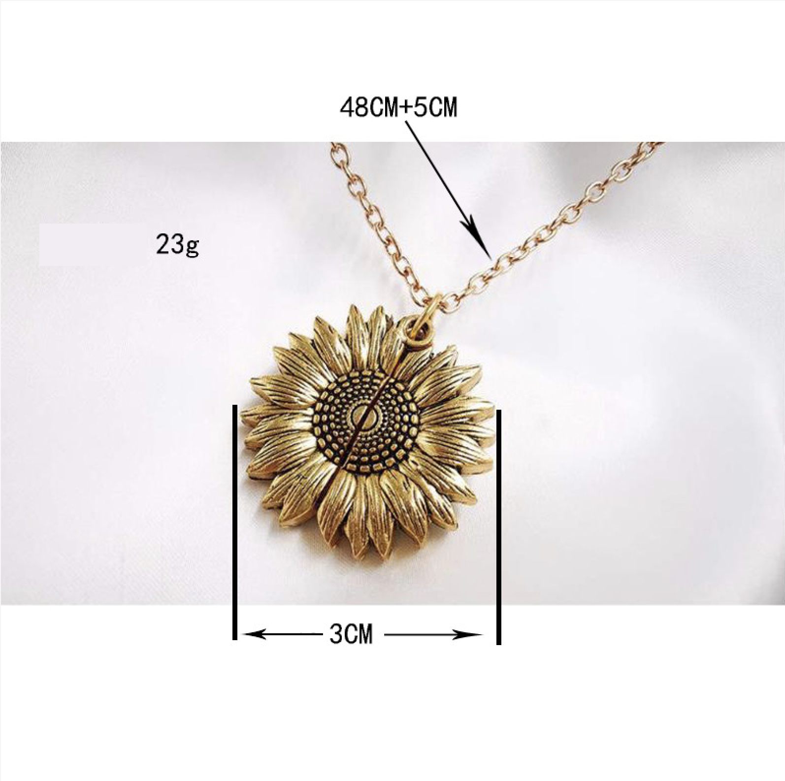 Vintage Alloy Sunflower Necklace Open Double Sided Sunflower Necklace Female