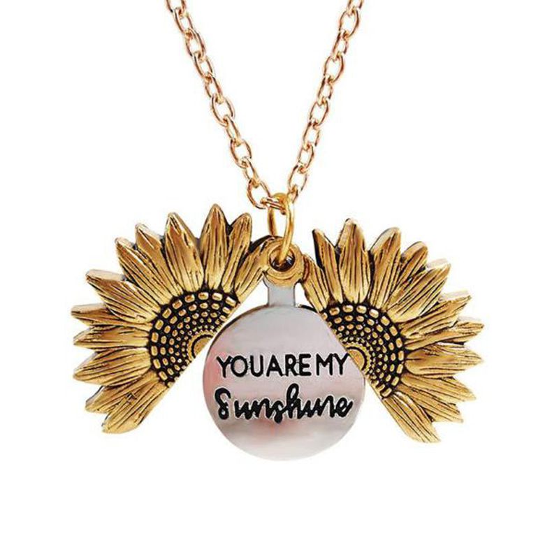 Vintage Alloy Sunflower Necklace Open Double Sided Sunflower Necklace Female