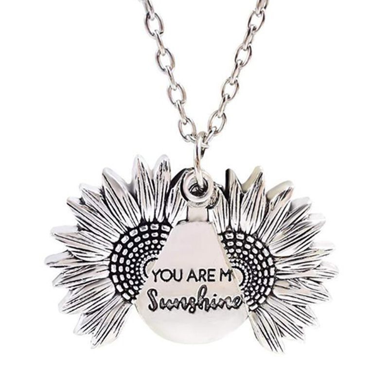 Vintage Alloy Sunflower Necklace Open Double Sided Sunflower Necklace Female