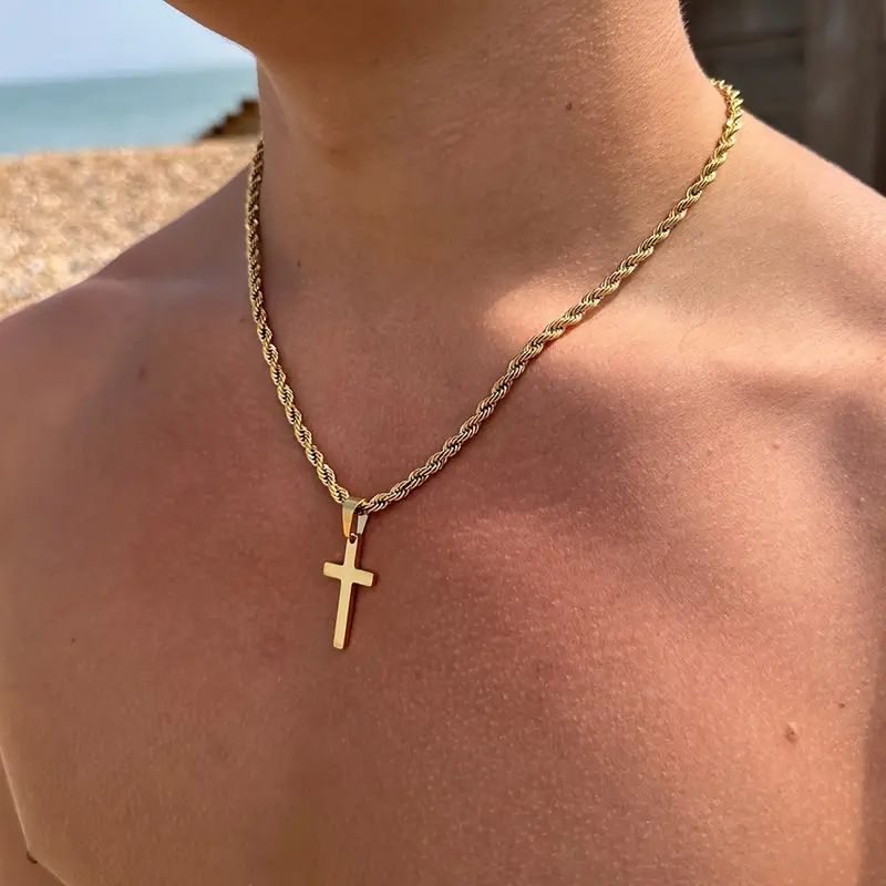 European And American Style Hot-Selling Couple Twist Chain Necklace Hip-Hop Trend Chain Cross Pendant Sweater Chain
