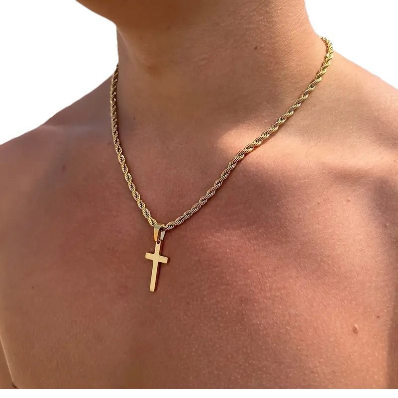 European And American Style Hot-Selling Couple Twist Chain Necklace Hip-Hop Trend Chain Cross Pendant Sweater Chain