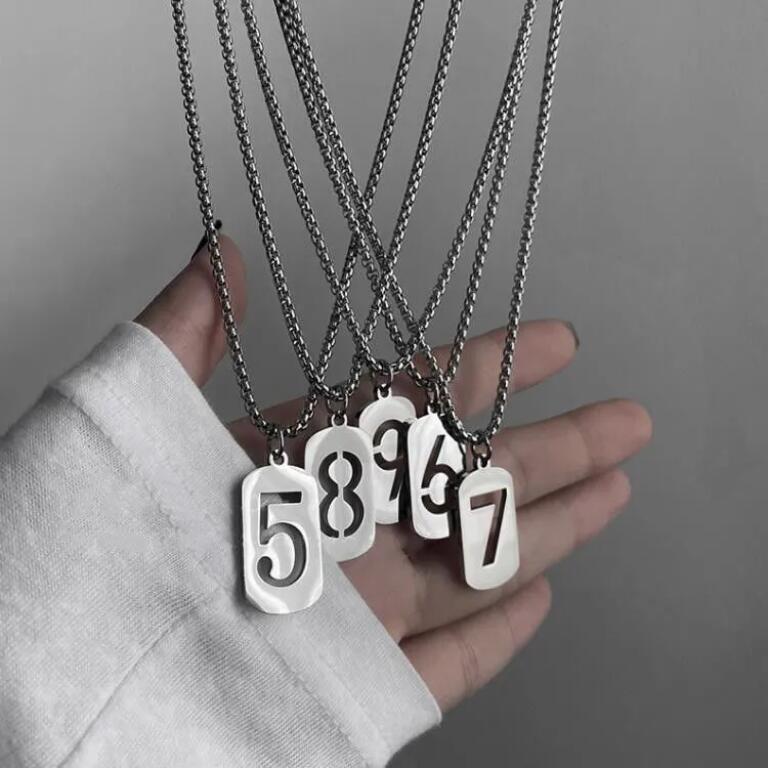 Lucky Number Necklace Men'S And Women'S Japan And Korea Trend Brand Personalized Fashion Versatile Simple Sweater Chain