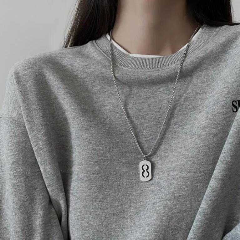 Lucky Number Necklace Men'S And Women'S Japan And Korea Trend Brand Personalized Fashion Versatile Simple Sweater Chain