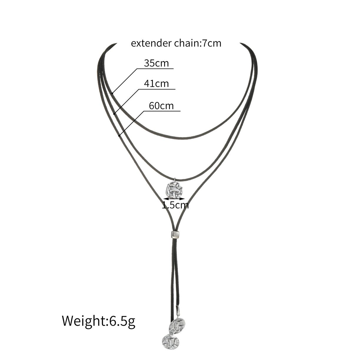 Stylish Antique Silver Disc Pendant Flannel Multi-Layer Adjustable Women'S Necklace Suitable For Commuting Vacation