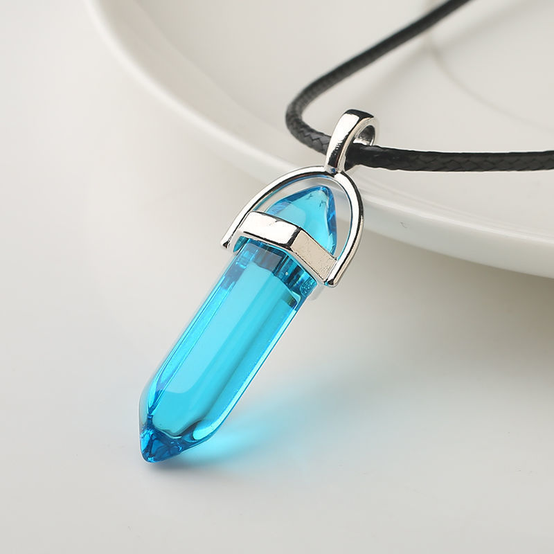 Energy Stone Hexagonal Post Natural Crystal Wishing Stone Pendant Necklace Men'S And Women'S Birthday Gift Talisman Jewelry Sweater