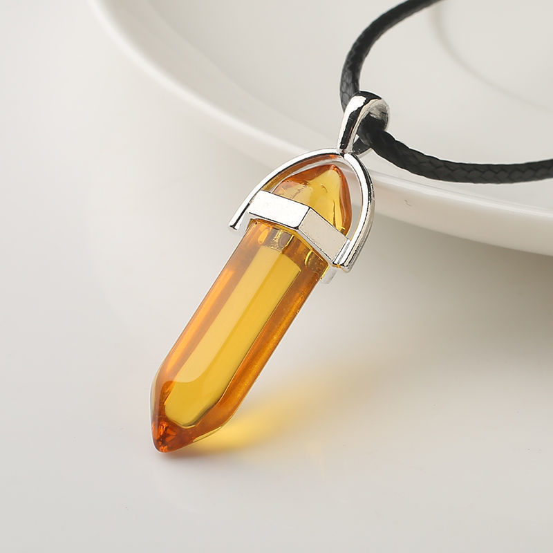 Energy Stone Hexagonal Post Natural Crystal Wishing Stone Pendant Necklace Men'S And Women'S Birthday Gift Talisman Jewelry Sweater