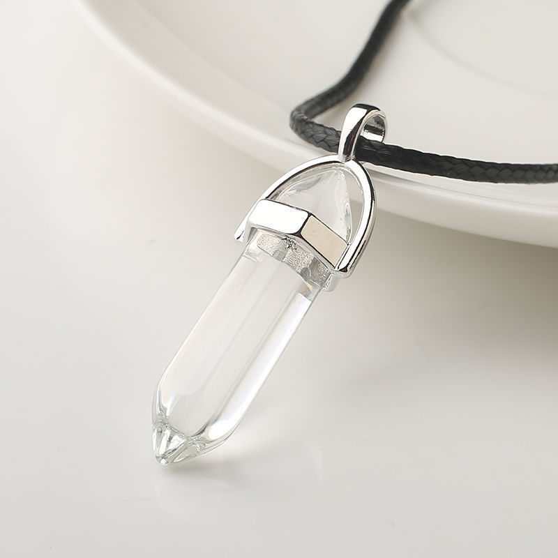 Energy Stone Hexagonal Post Natural Crystal Wishing Stone Pendant Necklace Men'S And Women'S Birthday Gift Talisman Jewelry Sweater
