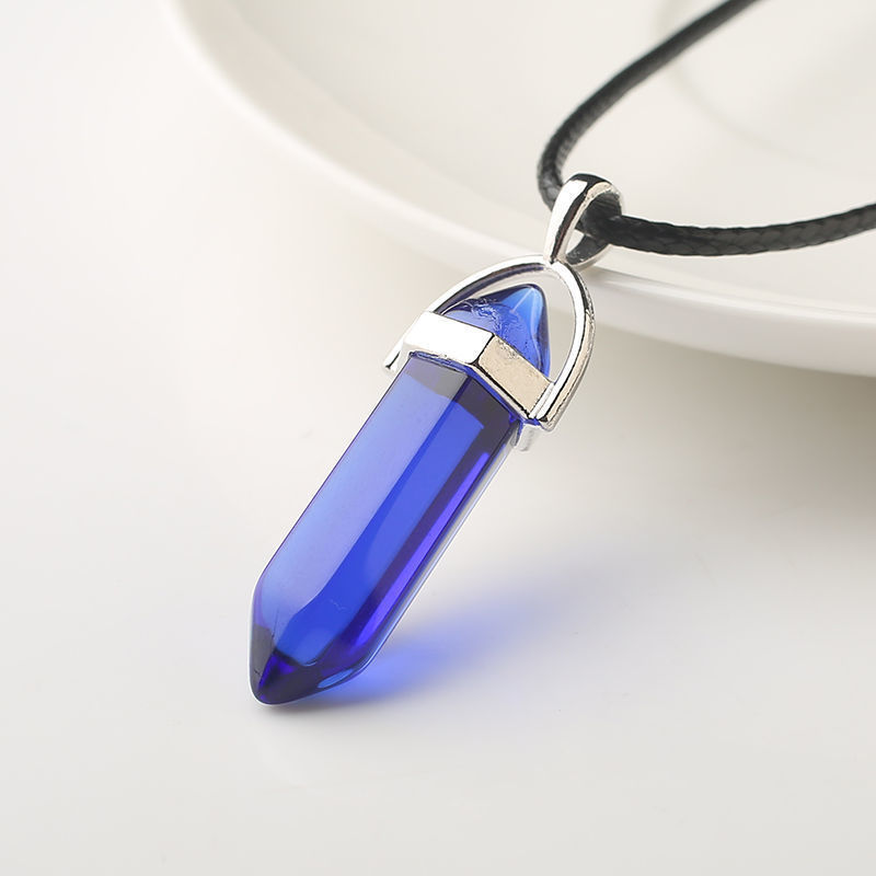 Energy Stone Hexagonal Post Natural Crystal Wishing Stone Pendant Necklace Men'S And Women'S Birthday Gift Talisman Jewelry Sweater