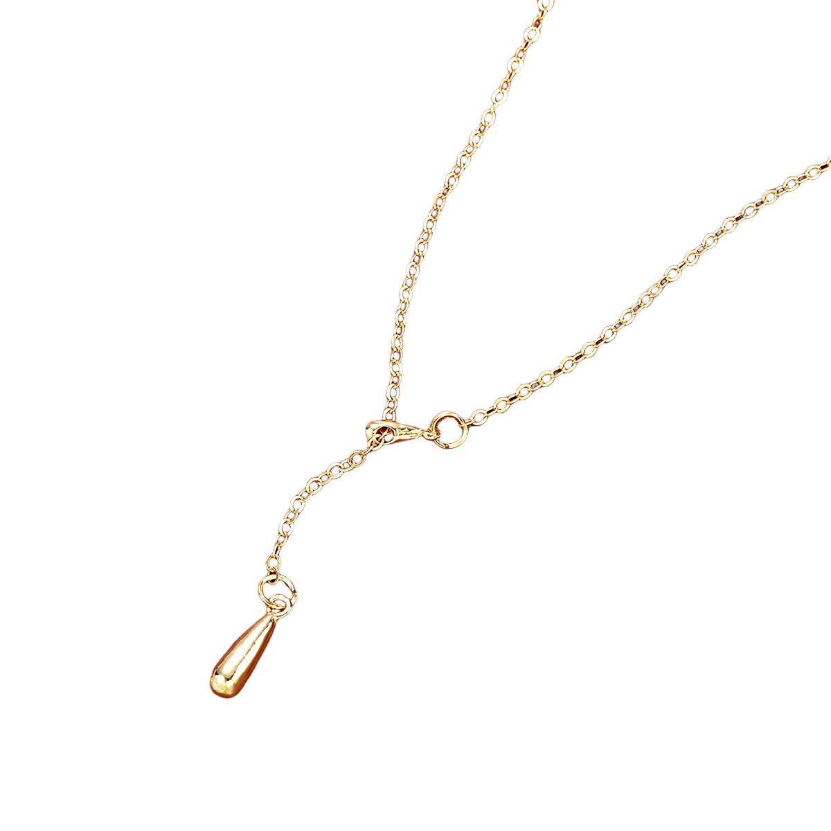 Light Luxury Niche Autumn And Winter Water Drop Fringed Gold Necklace Women'S Collarbone Chain Sweater Chain