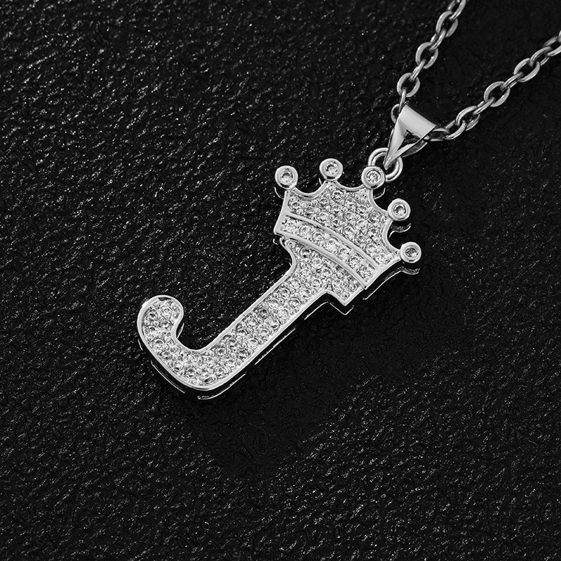 Hot-Selling Crown English Letter Necklace In Europe And America Unisex Copper Inlaid Zircon Pendant Necklace Jewelry