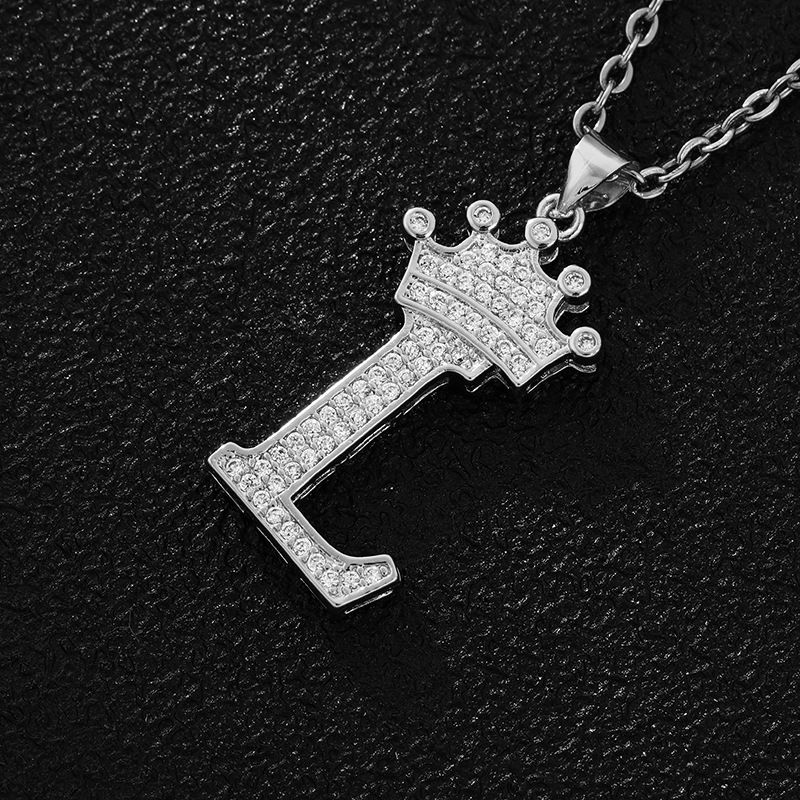 Hot-Selling Crown English Letter Necklace In Europe And America Unisex Copper Inlaid Zircon Pendant Necklace Jewelry