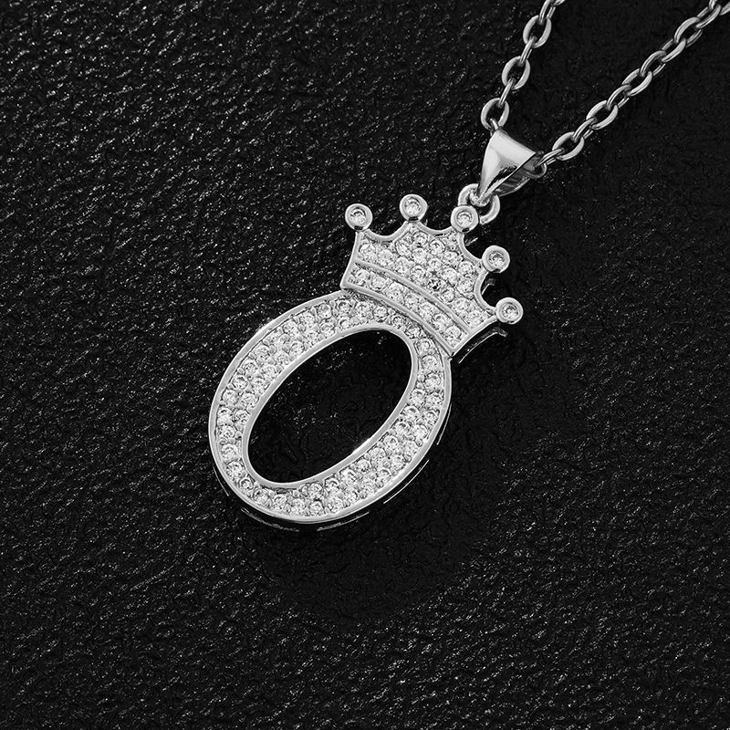 Hot-Selling Crown English Letter Necklace In Europe And America Unisex Copper Inlaid Zircon Pendant Necklace Jewelry