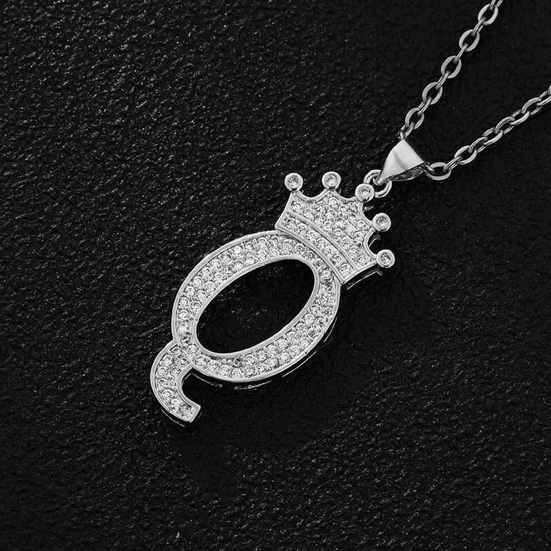Hot-Selling Crown English Letter Necklace In Europe And America Unisex Copper Inlaid Zircon Pendant Necklace Jewelry