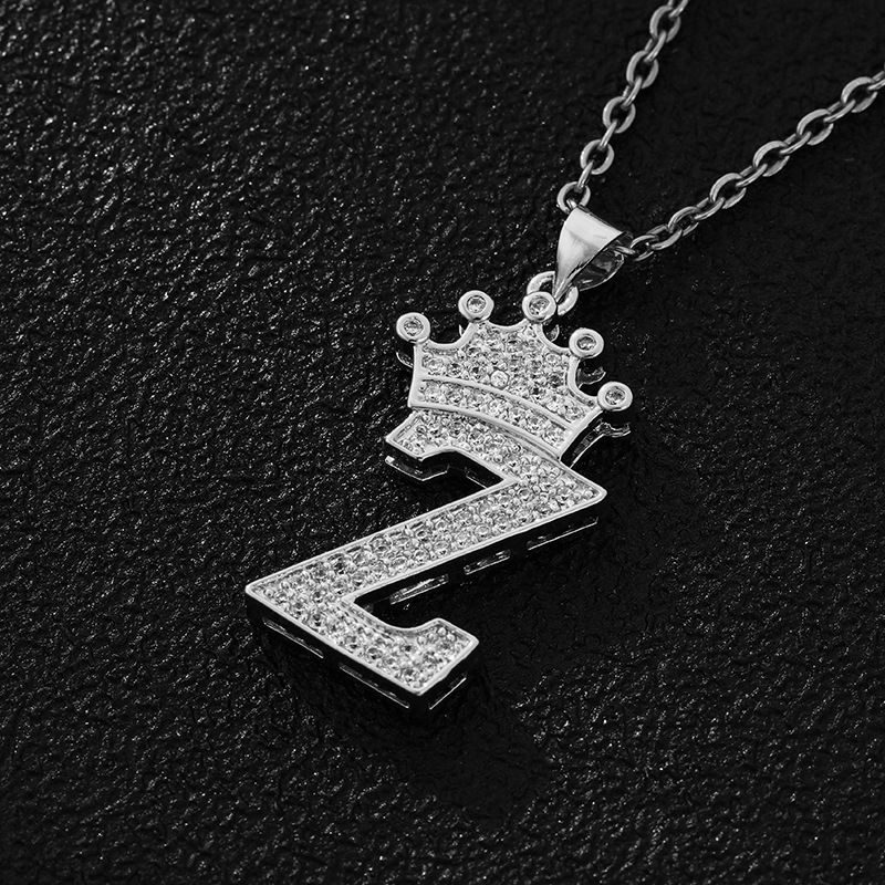 Hot-Selling Crown English Letter Necklace In Europe And America Unisex Copper Inlaid Zircon Pendant Necklace Jewelry