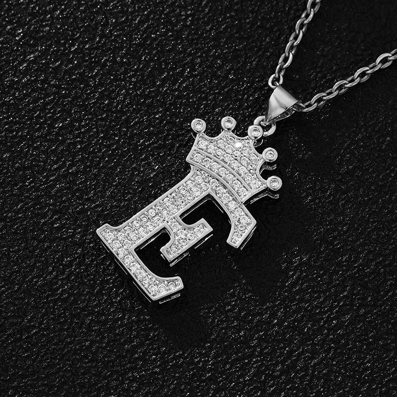 Hot-Selling Crown English Letter Necklace In Europe And America Unisex Copper Inlaid Zircon Pendant Necklace Jewelry
