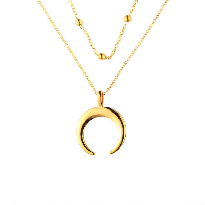 European And American Creative Design Crescent Moon Star Pendant Necklace Multi-Layer Collarbone Chain Star Moon Men'S And Women'S Necklace Spot