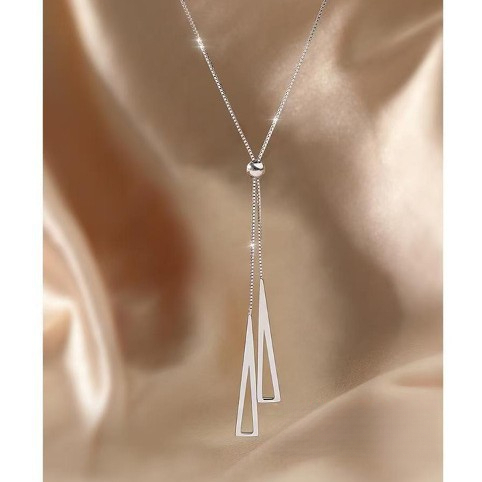 Korean High-Quality Rose Gold Fashion Trend Triangular Tassel Pull-Out Titanium Steel Necklace Women'S Adjustable Accessories