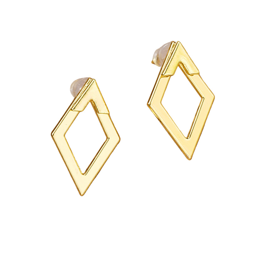 Hot-Selling European And American Creative Simple Geometric Rhombus Hollow Earrings Double-Layer Advanced Design Women'S Earrings