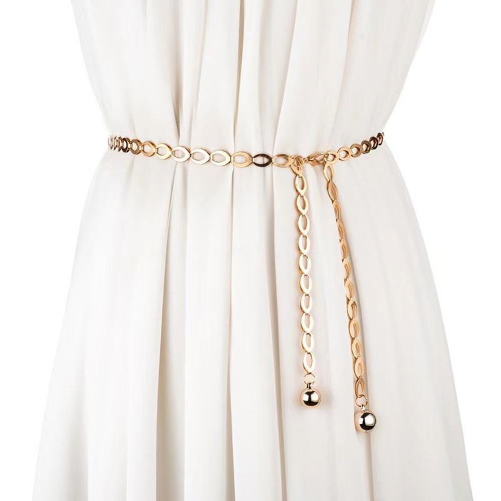 Metal Jewelry Chain, Temperament Geometric Single-Layer Waist Chain, Retro Versatile Alloy Body Chain