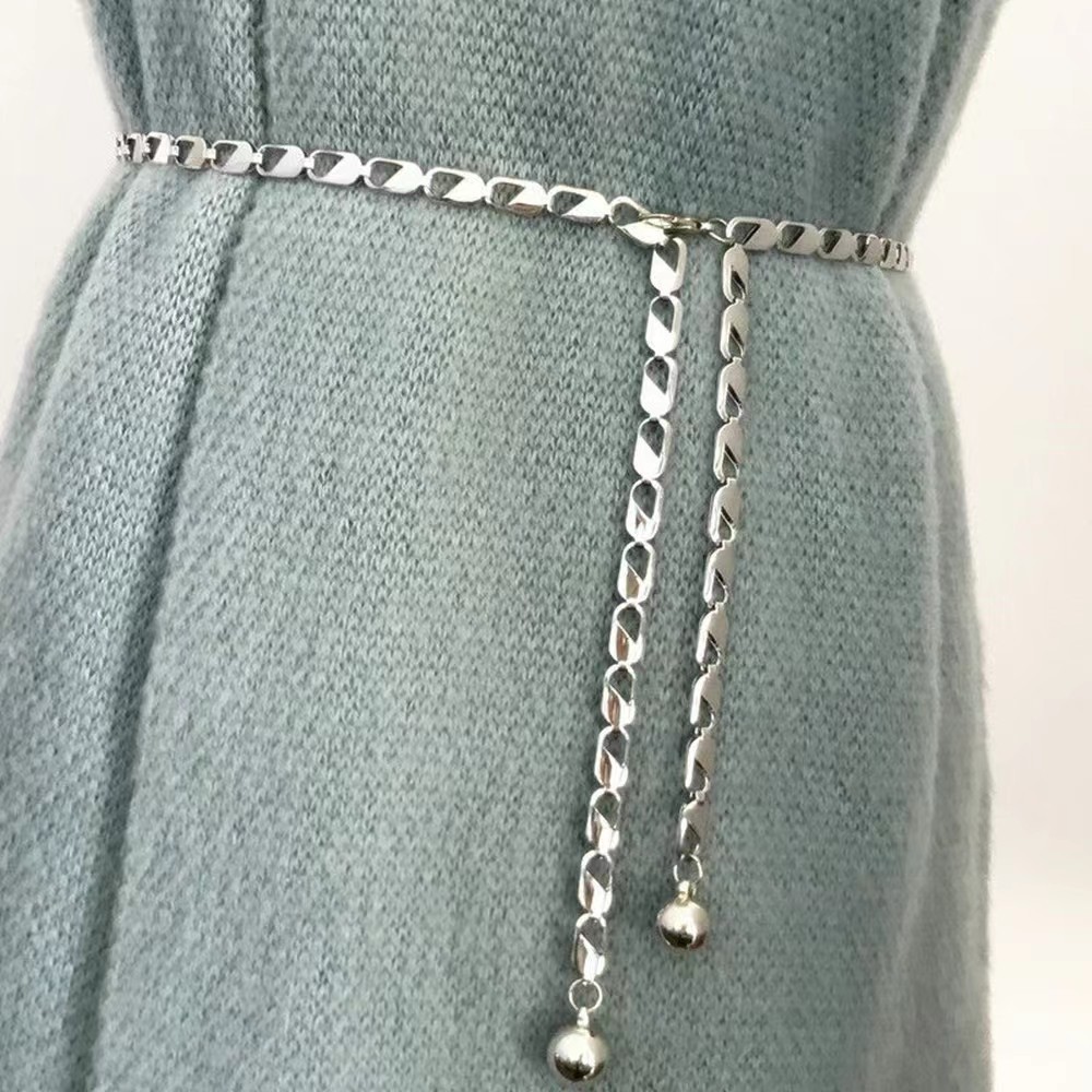 Metal Jewelry Chain, Temperament Geometric Single-Layer Waist Chain, Retro Versatile Alloy Body Chain