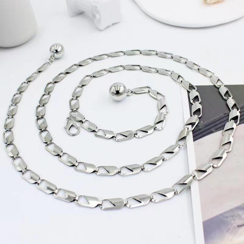 Metal Jewelry Chain, Temperament Geometric Single-Layer Waist Chain, Retro Versatile Alloy Body Chain