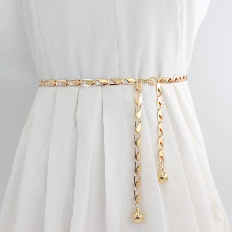 Metal Jewelry Chain, Temperament Geometric Single-Layer Waist Chain, Retro Versatile Alloy Body Chain