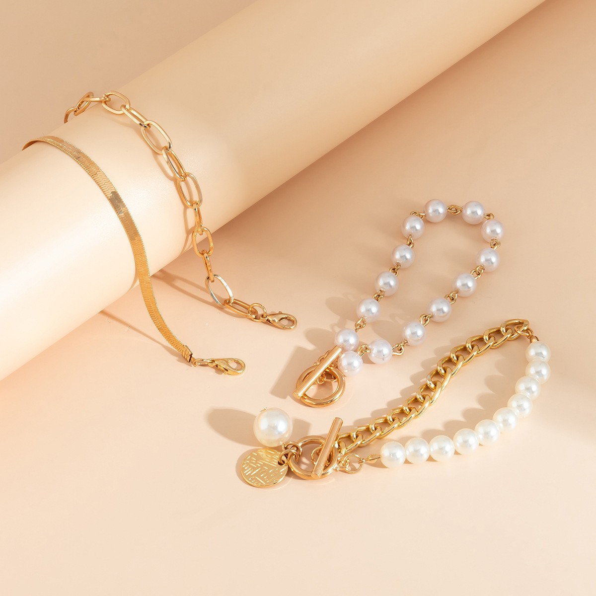 Multi-Layer Hand Jewelry Portrait Ot Buckle Bracelet Set Personalized Cross Chain Jewelry Women