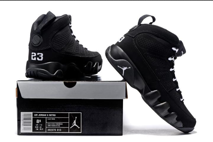 Original Air Jordan 9 Retro Black Sneakers; Best Quality Authentic Unisex Breathable Shoes J9 Sneakers