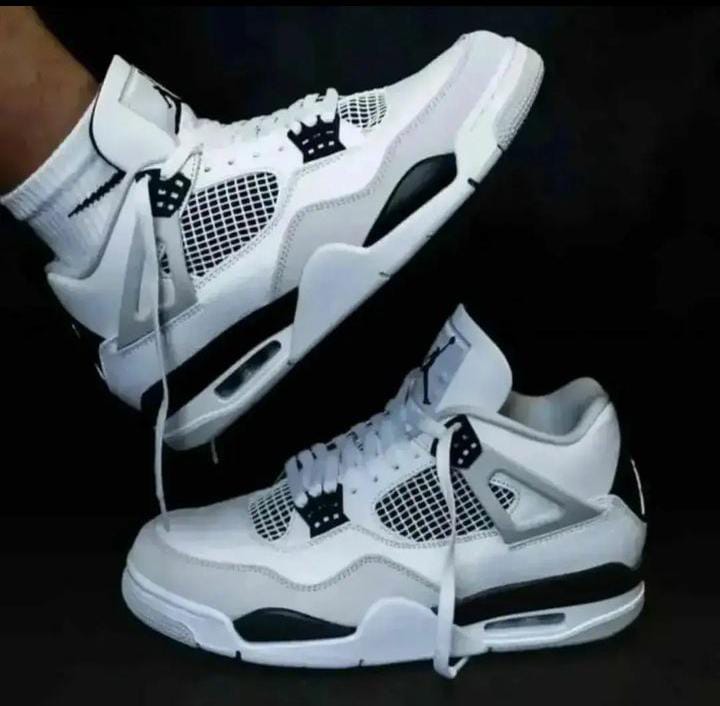 Authentic Air Jordan 4 Retro Military Black and white Sneakers; High Quality Fashion Men's Shoes J4 Unisex Sneakers
