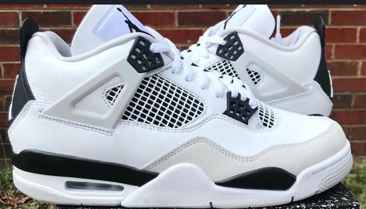 Authentic Air Jordan 4 Retro Military Black and white Sneakers; High Quality Fashion Men's Shoes J4 Unisex Sneakers