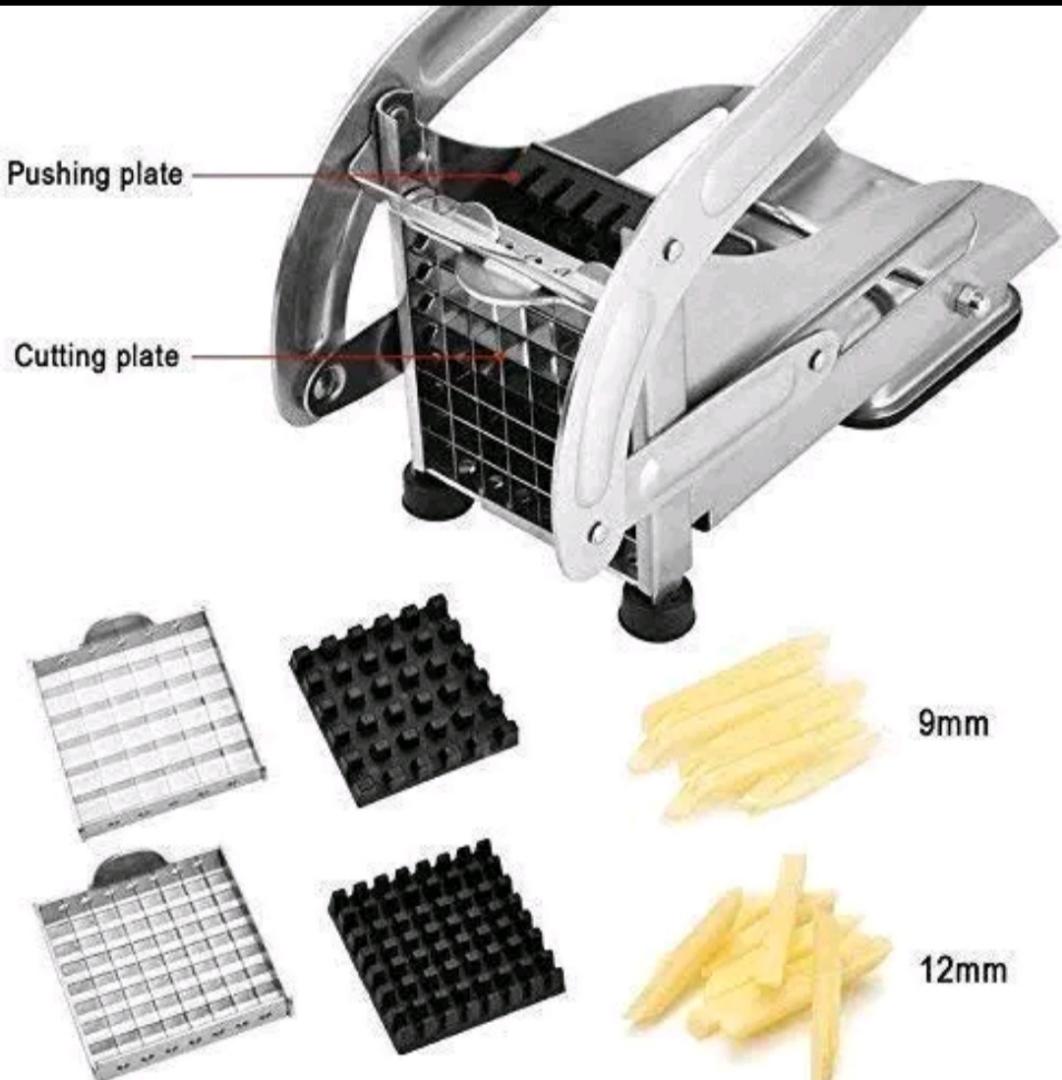 . 2IN1 HEAVY GAUGE POTATO CHIPPER MACHINE - 2 SIZE CHIPS CUTTER SIMPLE AND EASY CUTTING STAINLESS STEEL BODY MATERIAL EXTRA SHARP STAINLESS STEEL BLADE