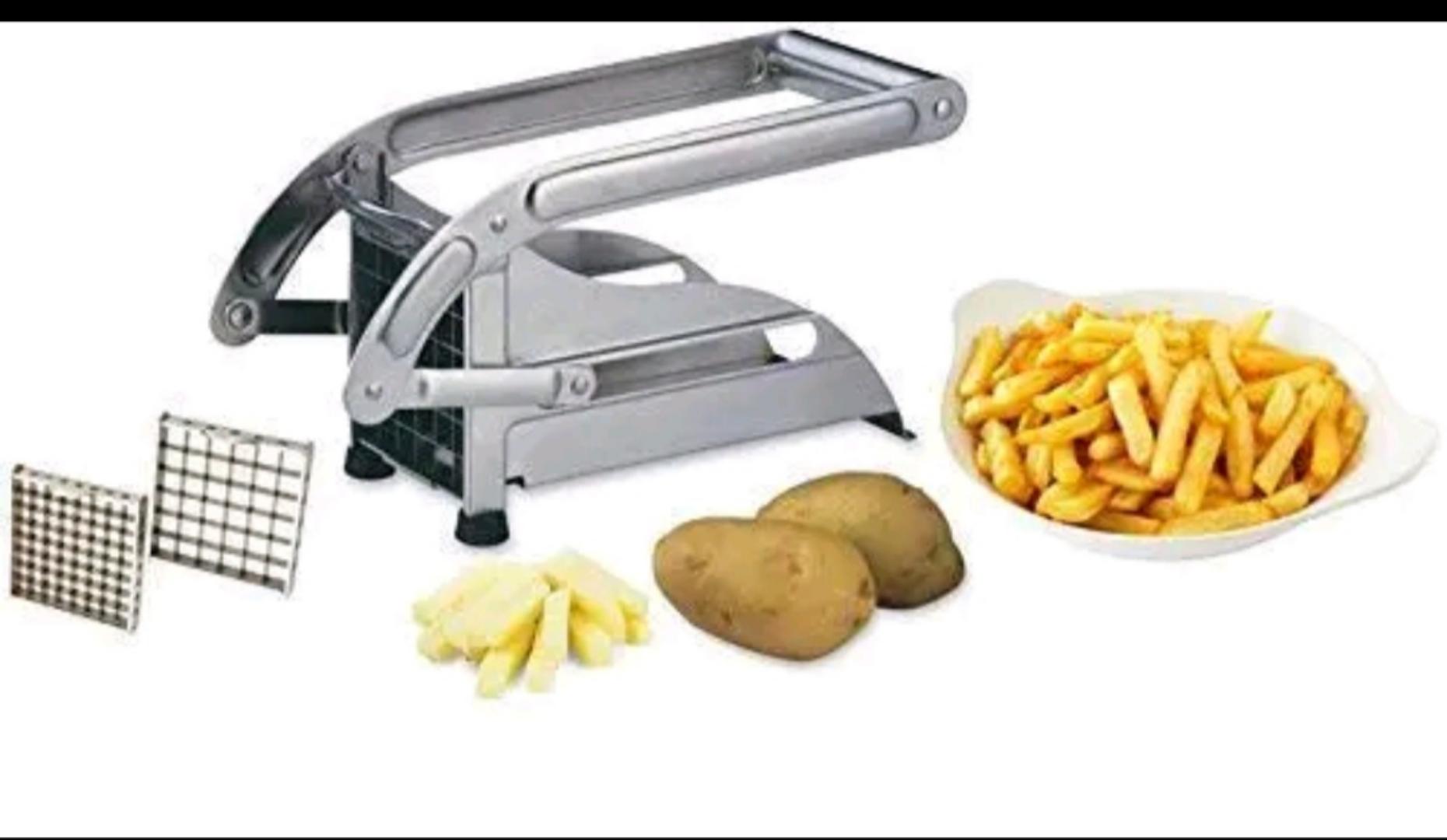 . 2IN1 HEAVY GAUGE POTATO CHIPPER MACHINE - 2 SIZE CHIPS CUTTER SIMPLE AND EASY CUTTING STAINLESS STEEL BODY MATERIAL EXTRA SHARP STAINLESS STEEL BLADE