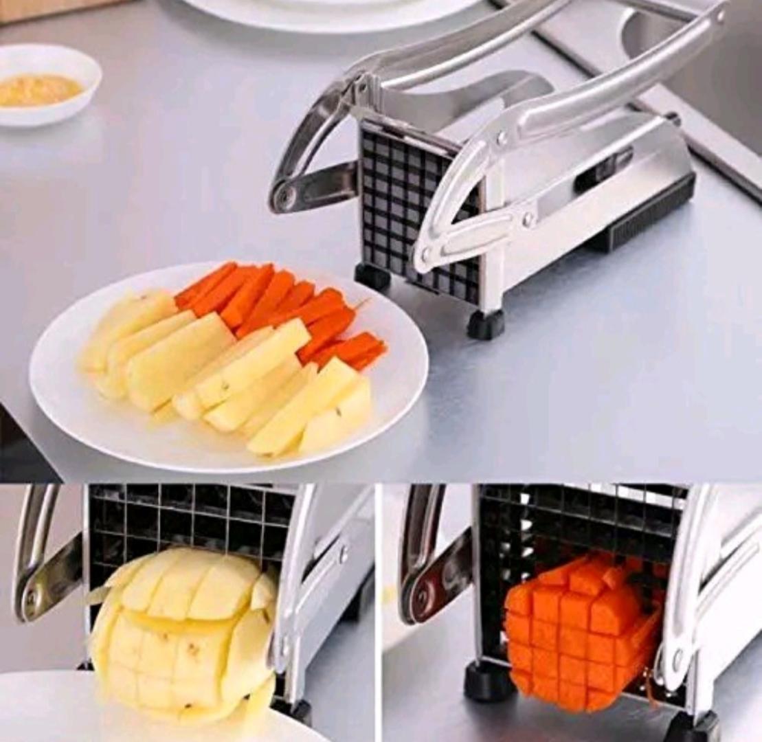 . 2IN1 HEAVY GAUGE POTATO CHIPPER MACHINE - 2 SIZE CHIPS CUTTER SIMPLE AND EASY CUTTING STAINLESS STEEL BODY MATERIAL EXTRA SHARP STAINLESS STEEL BLADE