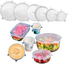 Reusable Premium Silicone Stretch and Seal Lids 6 PCS for Food Storage, Flexible Round Silicone Bowl Covers - Keep Food Fresh