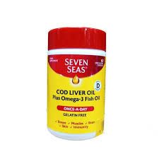 Seven Seas COD LIVER OIL Omega 3 60 CAPSULES with fatty acids with Vitamins A, D+ E