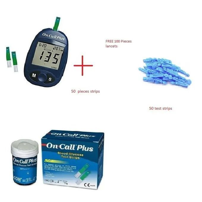 On Call Plus Blood Glucose Meter In A Set With 50 Test Strips.-one oncall machine