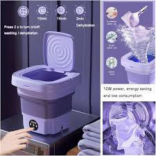 UPGRADED Mini Washing Machine, Foldable Washer Spin Dryer with Drain Basket, Portable for Travel Wash 8L
