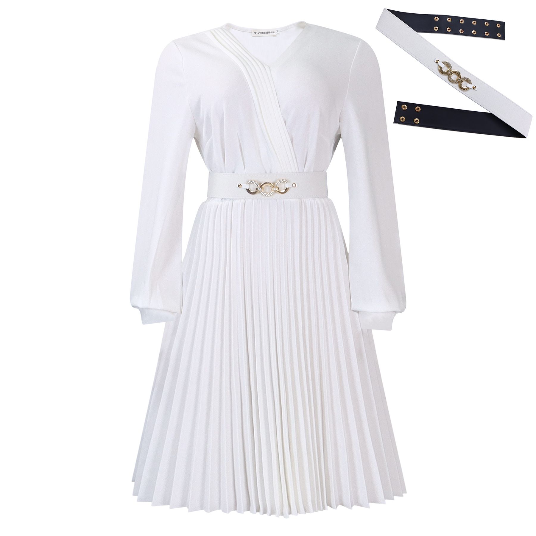 New product selection: D497 European and American cross-border new independent station V-neck fashionable temperament elegant solid color pleated plus size African dress