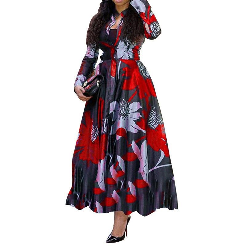New Product Selection 2024 Cross border Spring/Summer New Collection European and American Women's Waist up Dress A-line Large Swing Digital Printed Long Dress