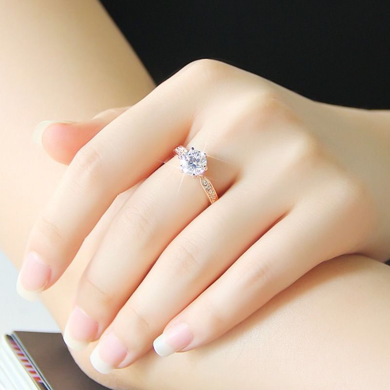 New Product Selection: European and American Handmade Jewelry Silver Plated Ring, Six Claw Diamond Ring, Couple Jewelry, Ins Wind Zircon Proposal Wedding Ring