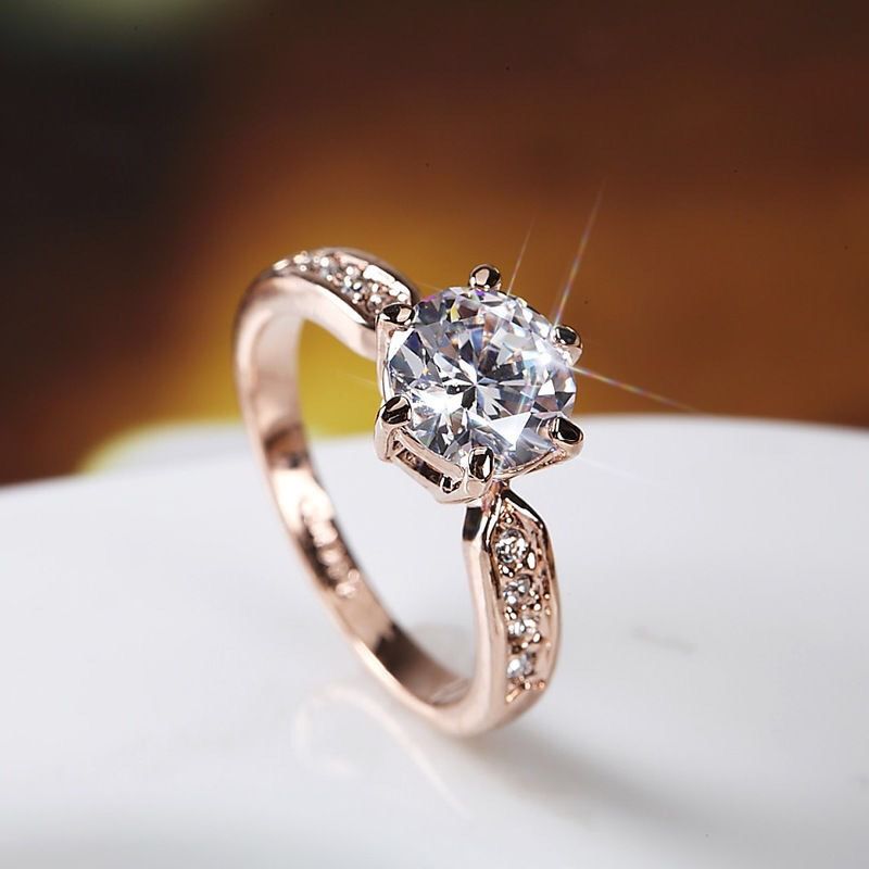 New Product Selection: European and American Handmade Jewelry Silver Plated Ring, Six Claw Diamond Ring, Couple Jewelry, Ins Wind Zircon Proposal Wedding Ring