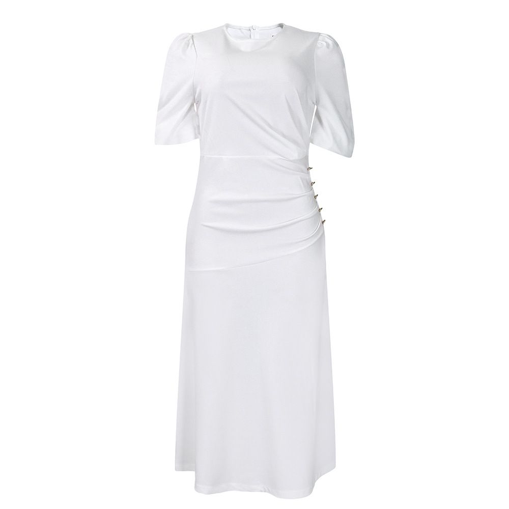New product selection: D390 popular foreign trade women's clothing summer new style elegant temperament solid color plus size temperament commuting elegant African dress