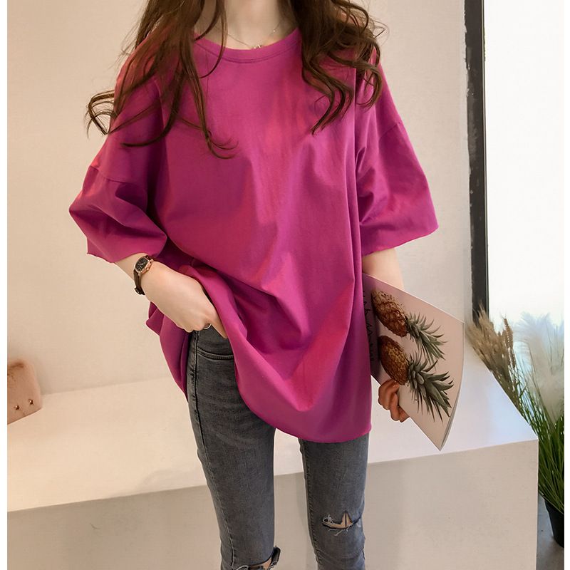 New Product Selection: Large Summer Clothing 2024 New Candy Color Short Sleeve T-shirt for Women, Korean Ins Half Sleeve Clothes, Wholesale of Foreign Trade Women's Clothing