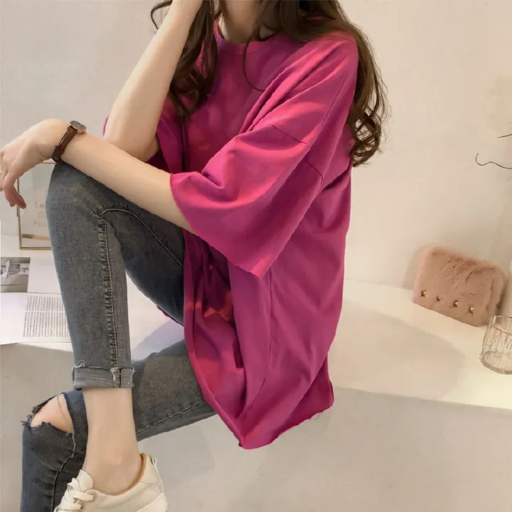 New Product Selection: Large Summer Clothing 2024 New Candy Color Short Sleeve T-shirt for Women, Korean Ins Half Sleeve Clothes, Wholesale of Foreign Trade Women's Clothing