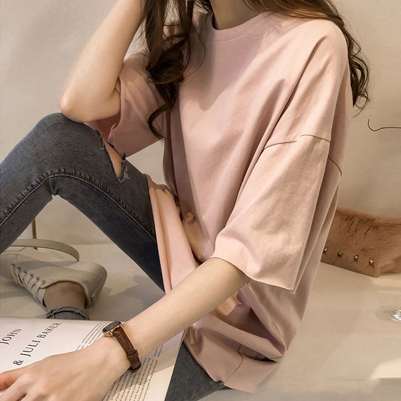 New Product Selection: Large Summer Clothing 2024 New Candy Color Short Sleeve T-shirt for Women, Korean Ins Half Sleeve Clothes, Wholesale of Foreign Trade Women's Clothing
