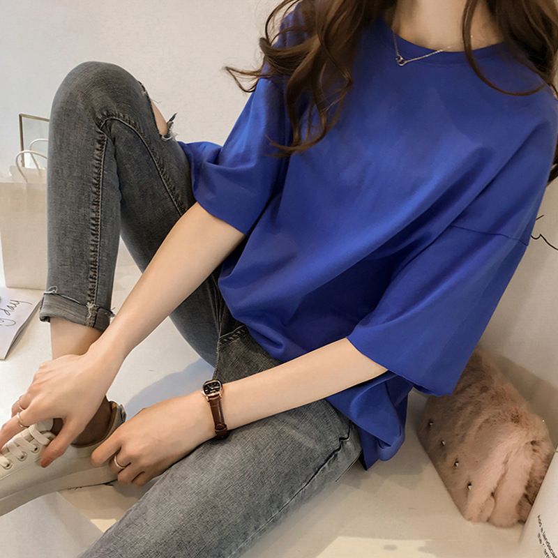 New Product Selection: Large Summer Clothing 2024 New Candy Color Short Sleeve T-shirt for Women, Korean Ins Half Sleeve Clothes, Wholesale of Foreign Trade Women's Clothing